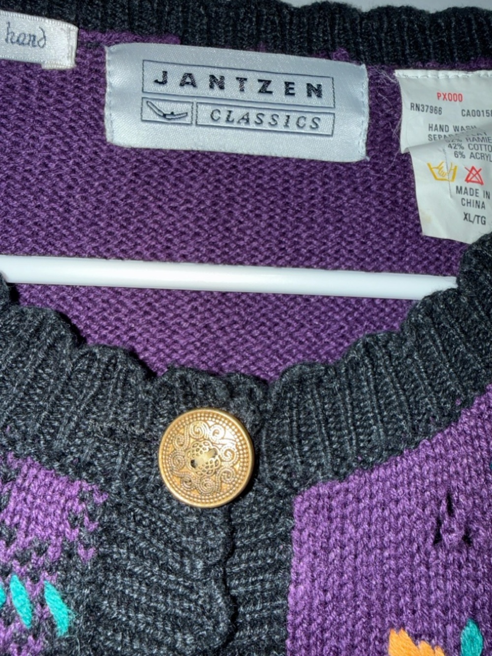 Jantzen Purple and Black Floral Patchwork Cardigan - Picture 3 of 10